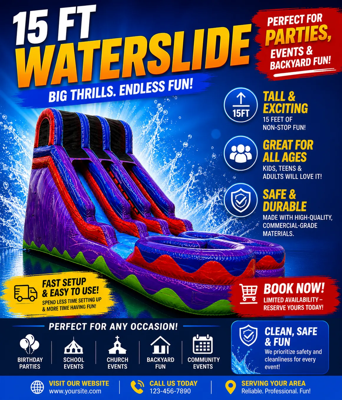 15' Dual Lane Purple Wet 'n Dry Slide