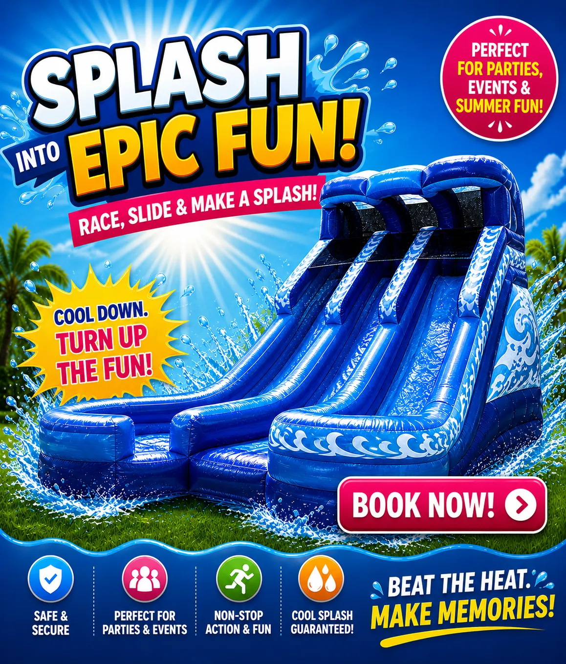 Blue Double Splash Slide Water Slide