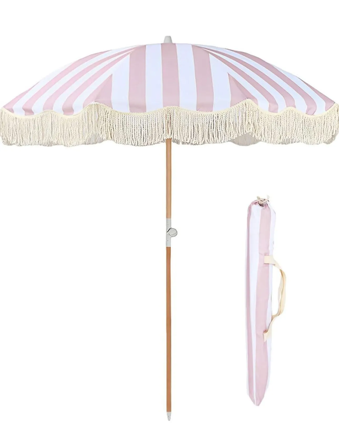 Pink Striped Fringe Umbrellas