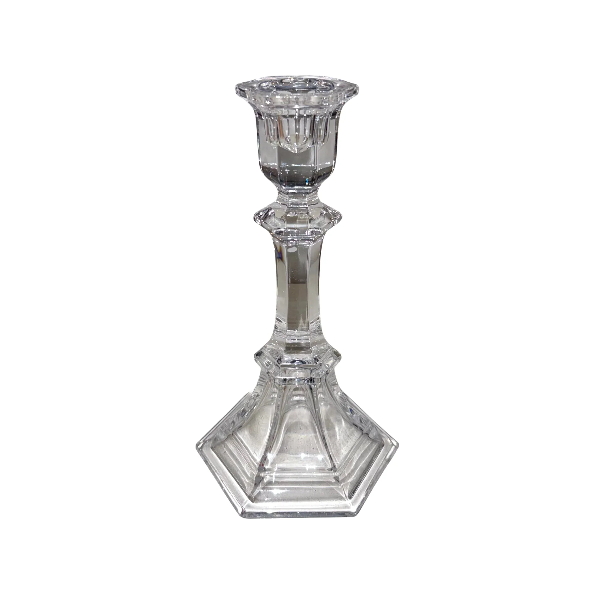 Crystal Candlestick, Hexagon Base
