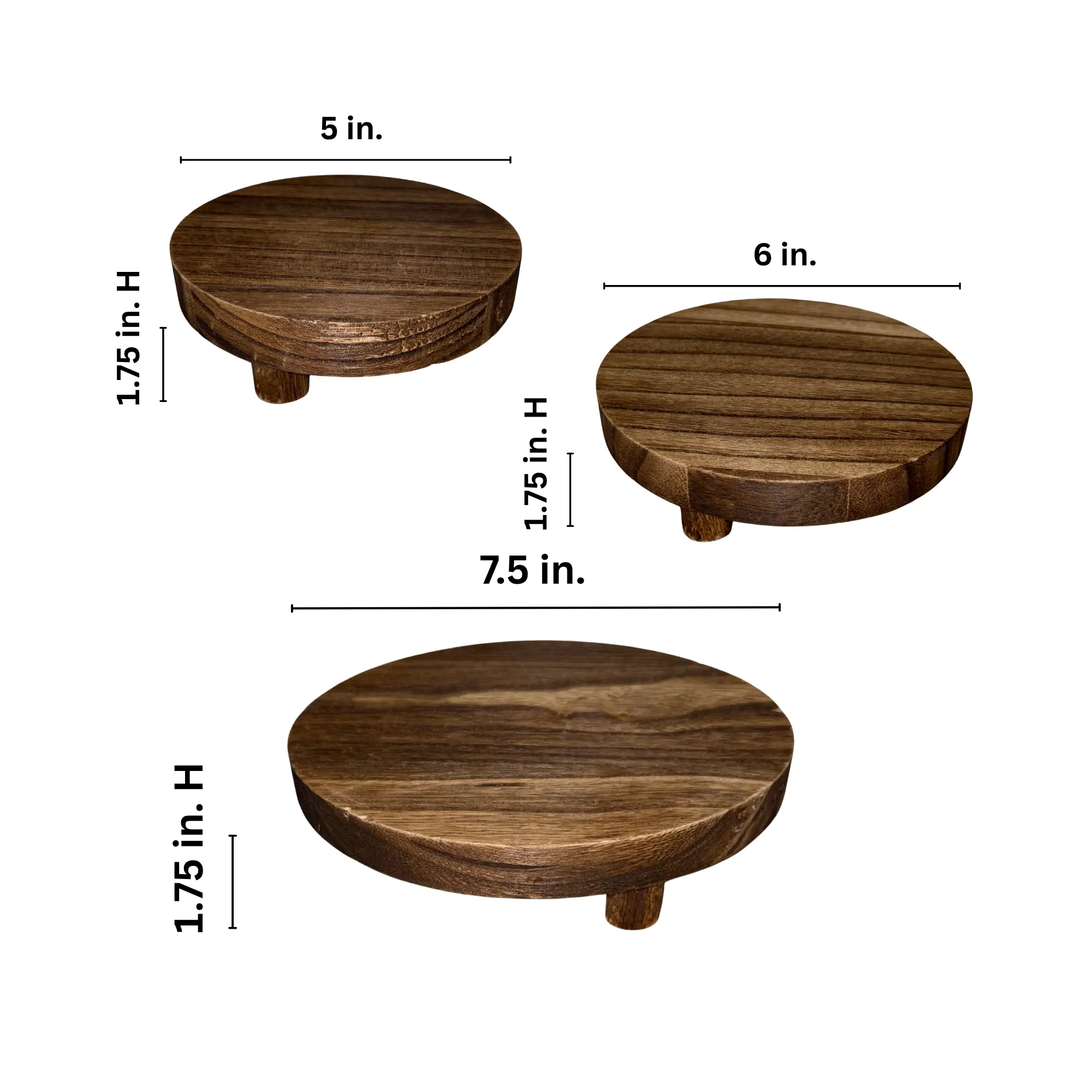 Wood Mini Cake Stands, Set of 3