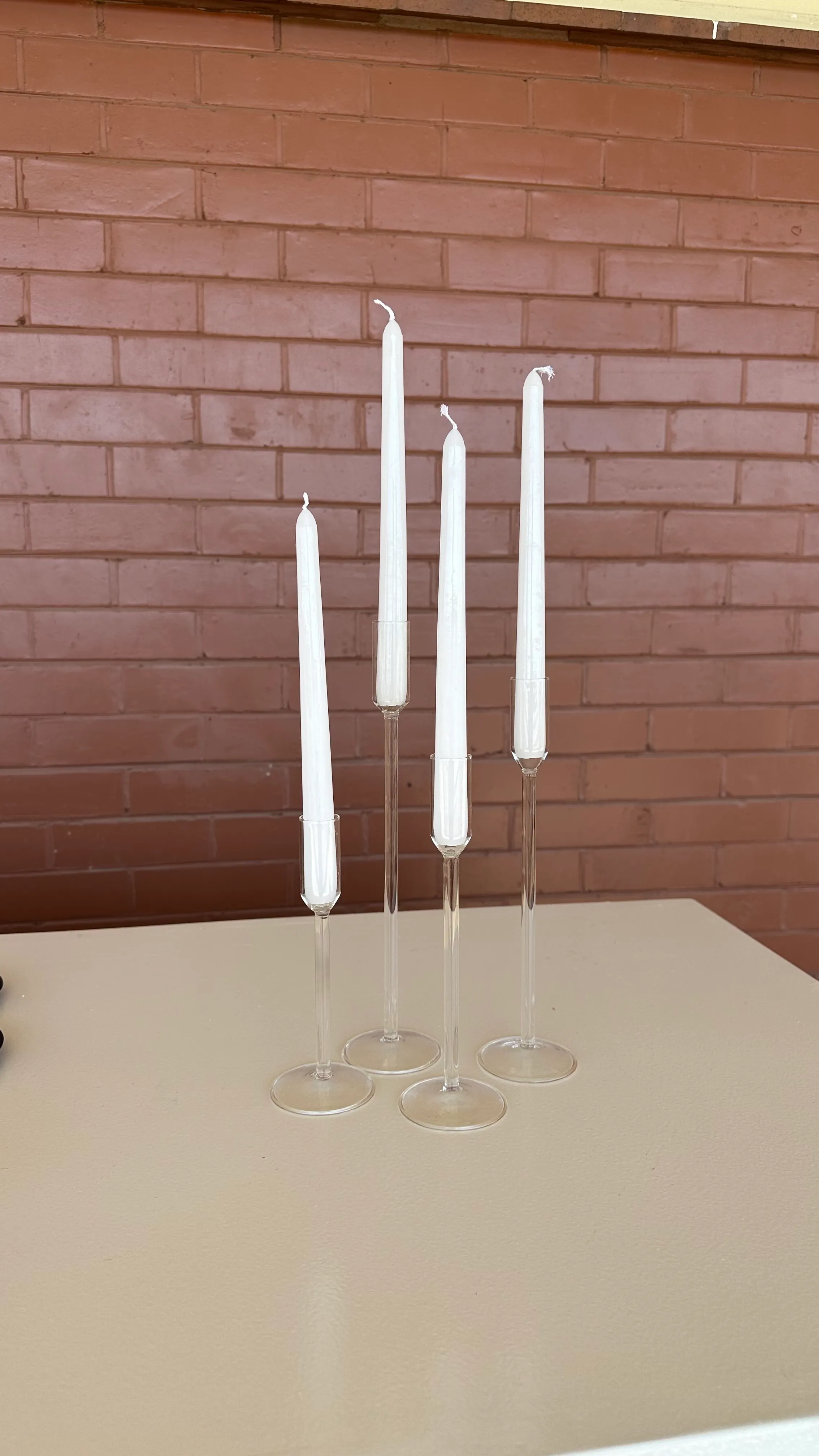 Glass Candle Stick Holders 4pc Set