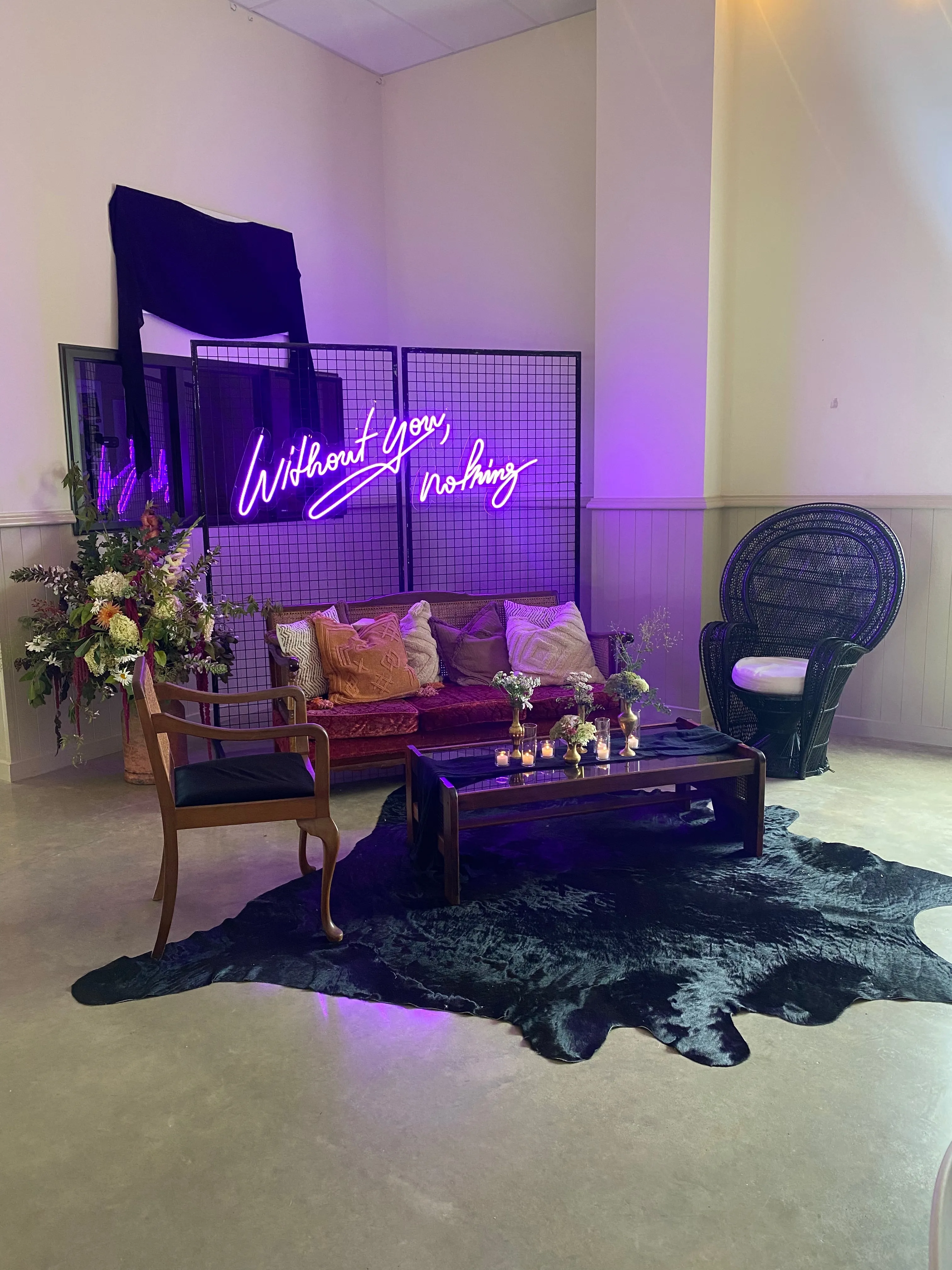 Without You, Nothing' Purple Light Neon Sign