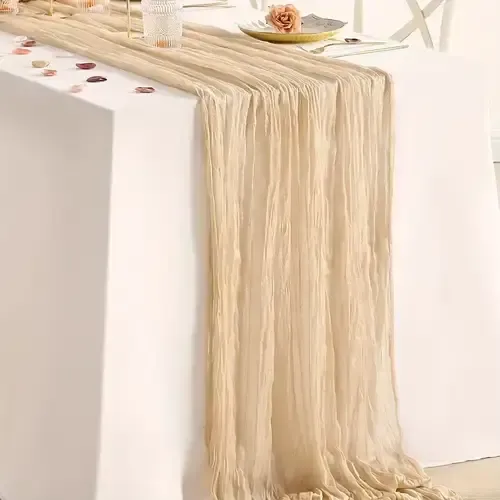 Beige Cheesecloth Table Runner