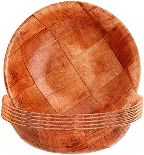 Round Wood Look Serving Bowl