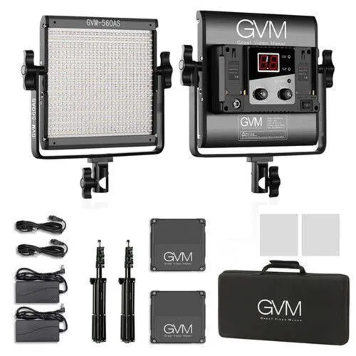 GVM 560AS Bi-Color LED Studio Video 2-Panel Light Kit