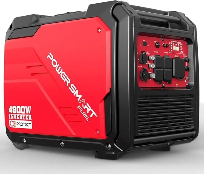PowerSmart 4800-Watt Portable Inverter Generator with Wheels Handle Kit, CO Protect, Quiet, RV-Ready, Home use