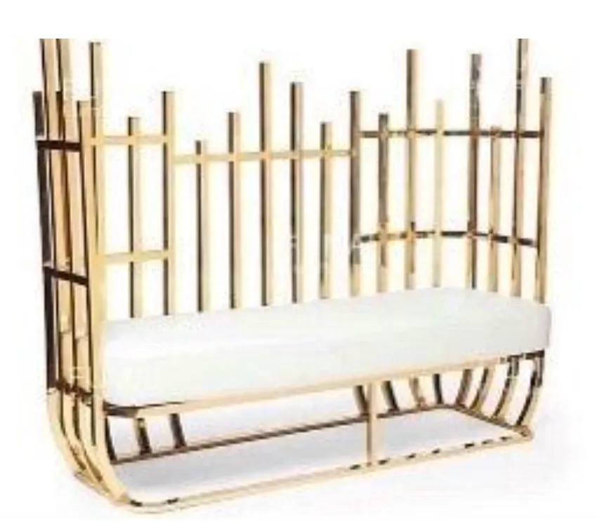 Contemporary Gold Metal Lounge Bench
