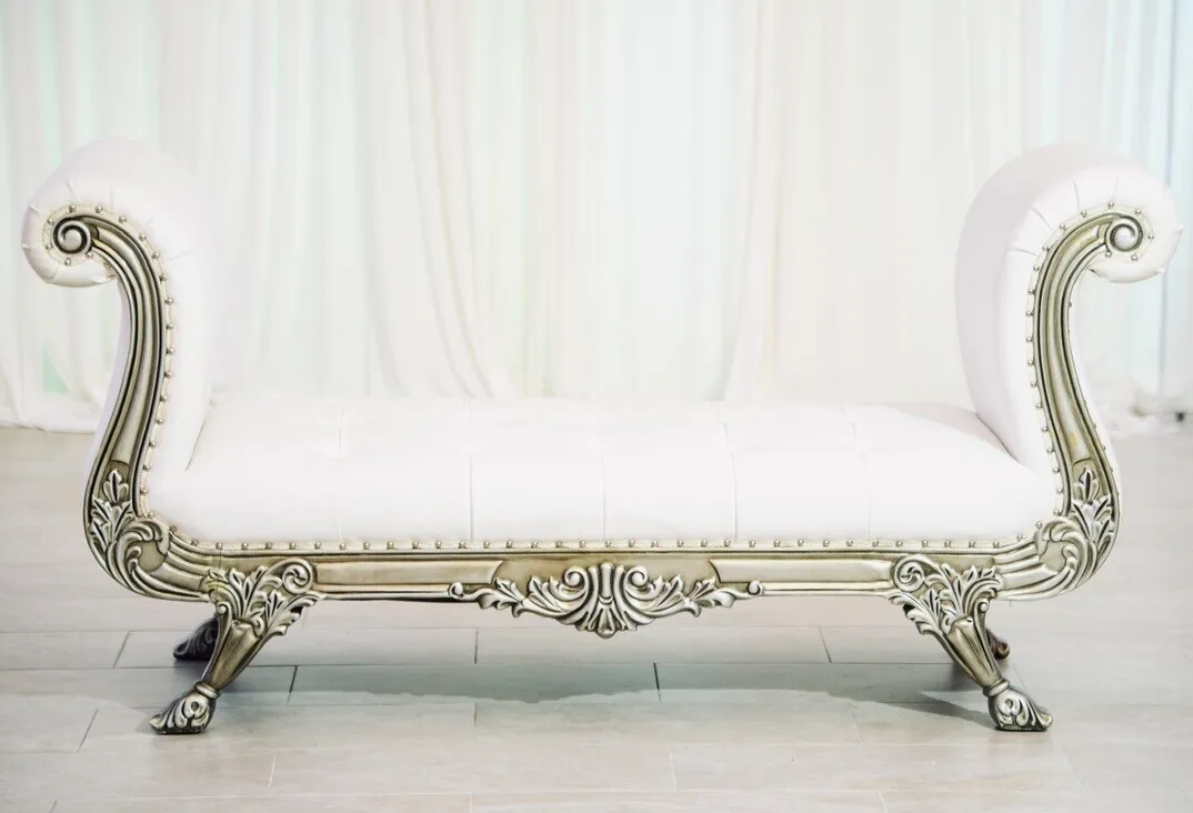 White and Silver Decorative Bench