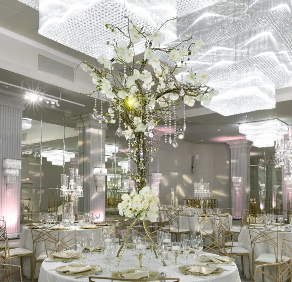 X-Large Gold + Silver Iron Tree with Hanging Crystals