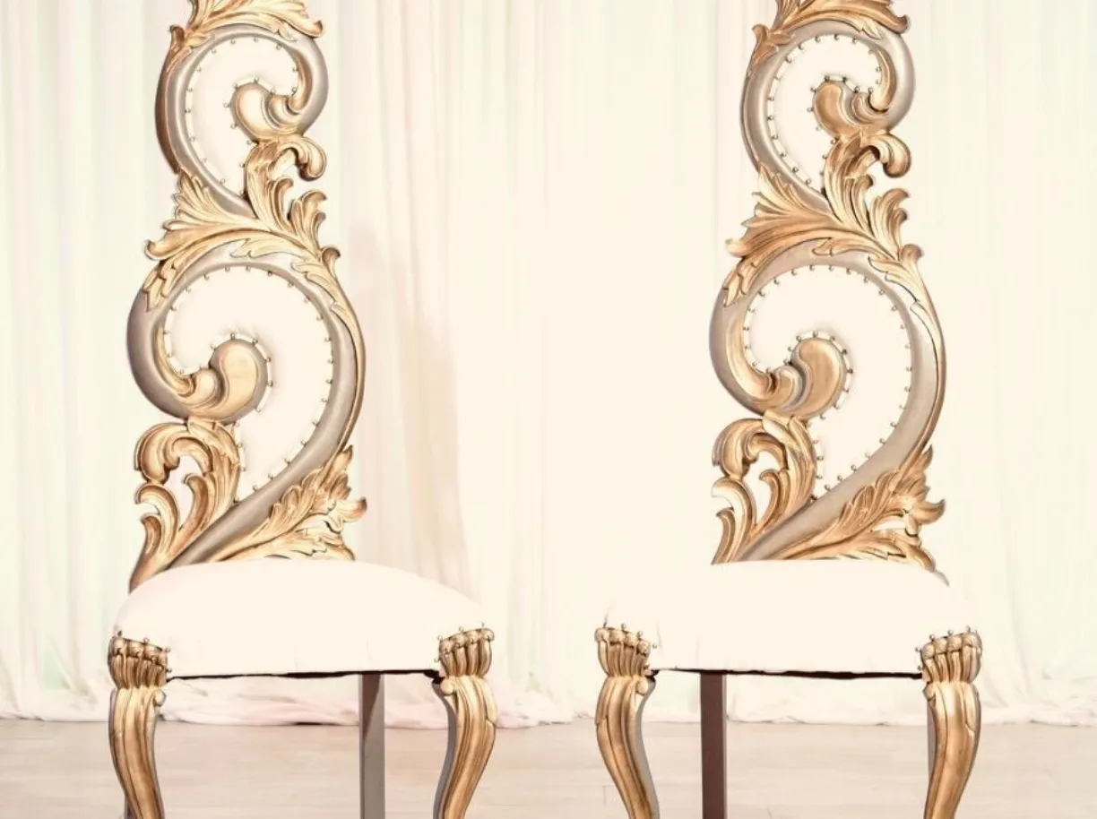 Off White Gold Wavy Chairs (set of 2)