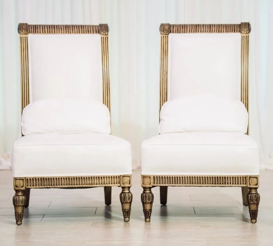 White and Gold Classic Chairs (set of 2)