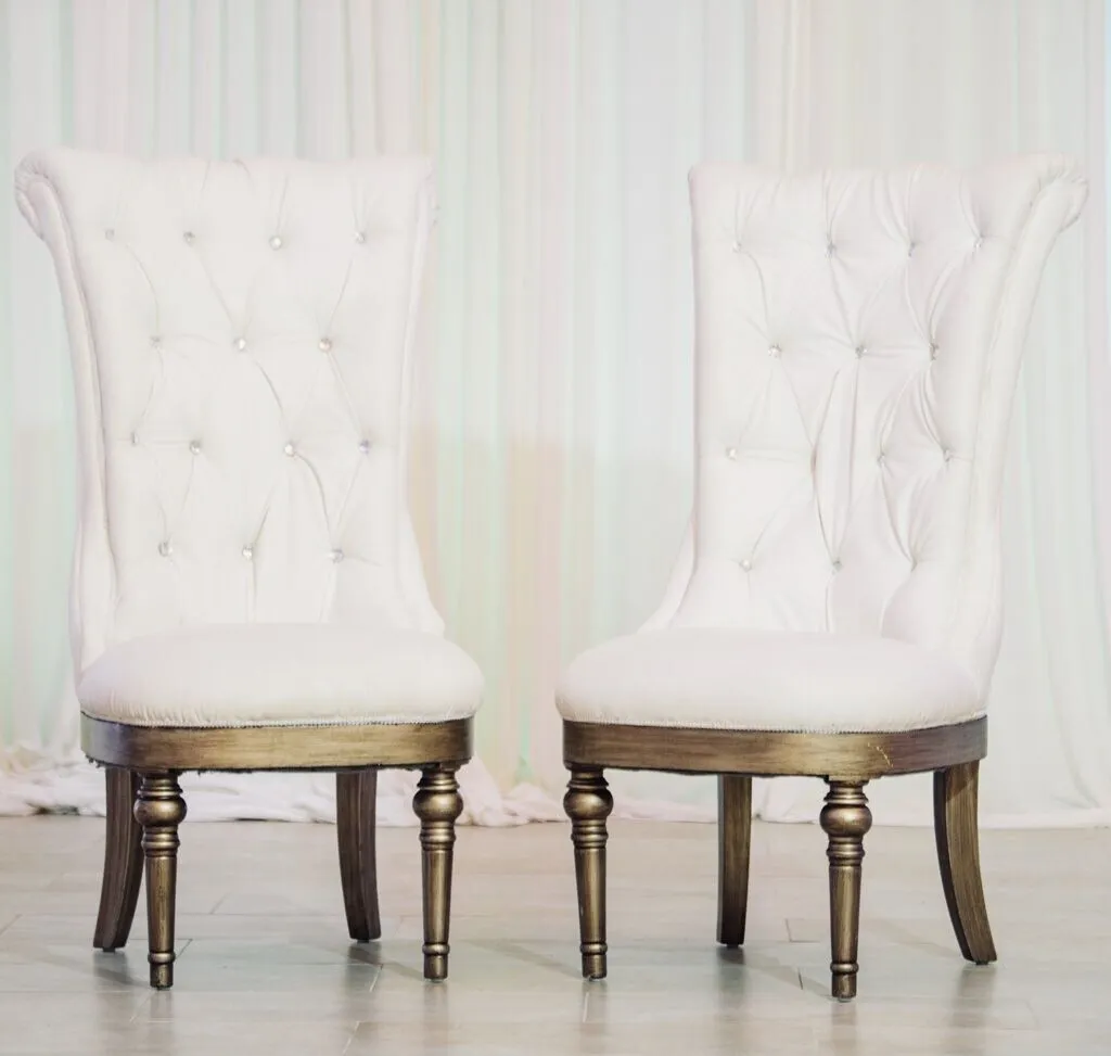 White Tufted Crystal Chairs (set of 2)
