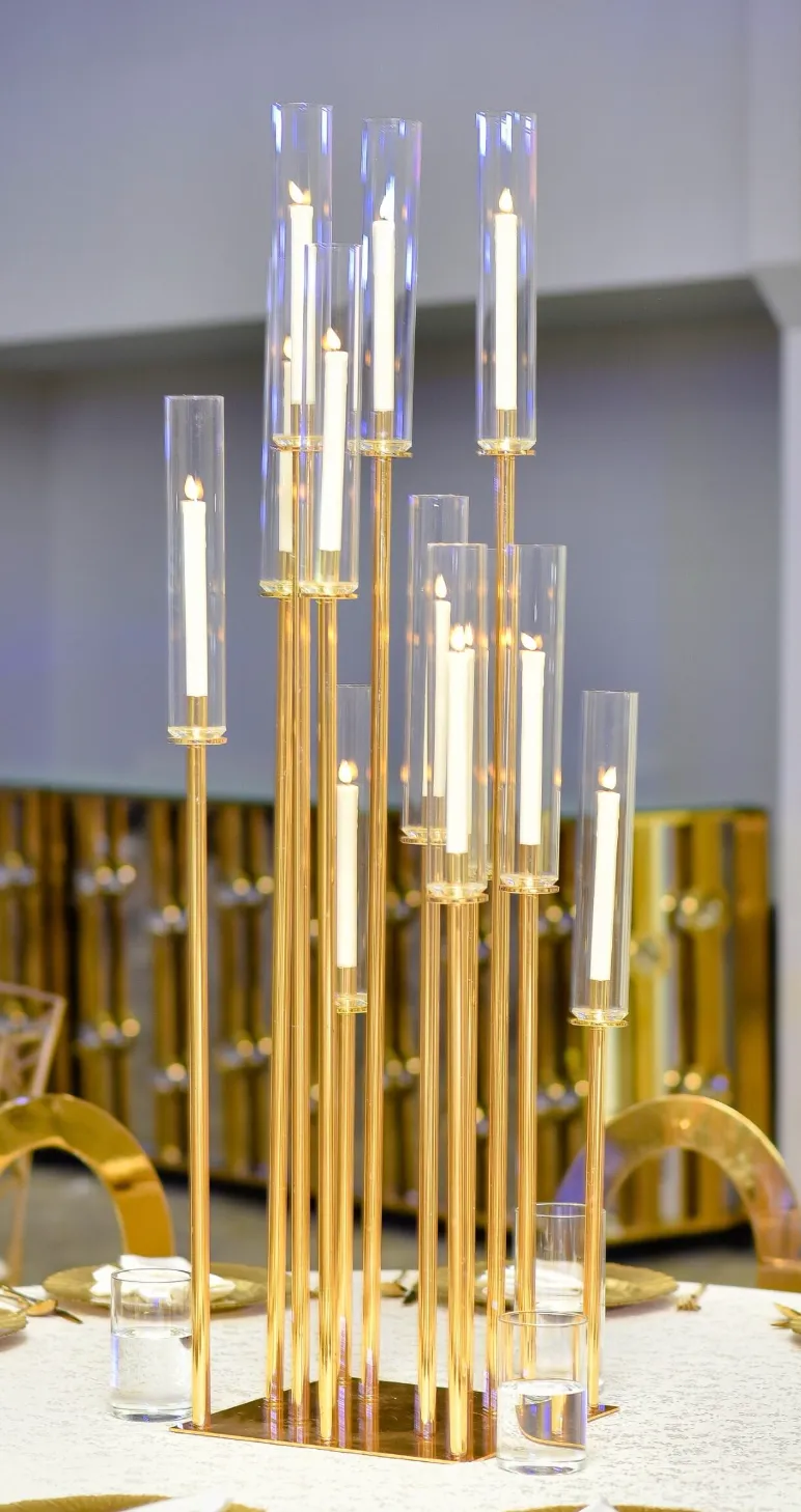 Large Contemporary Gold Candle Holder