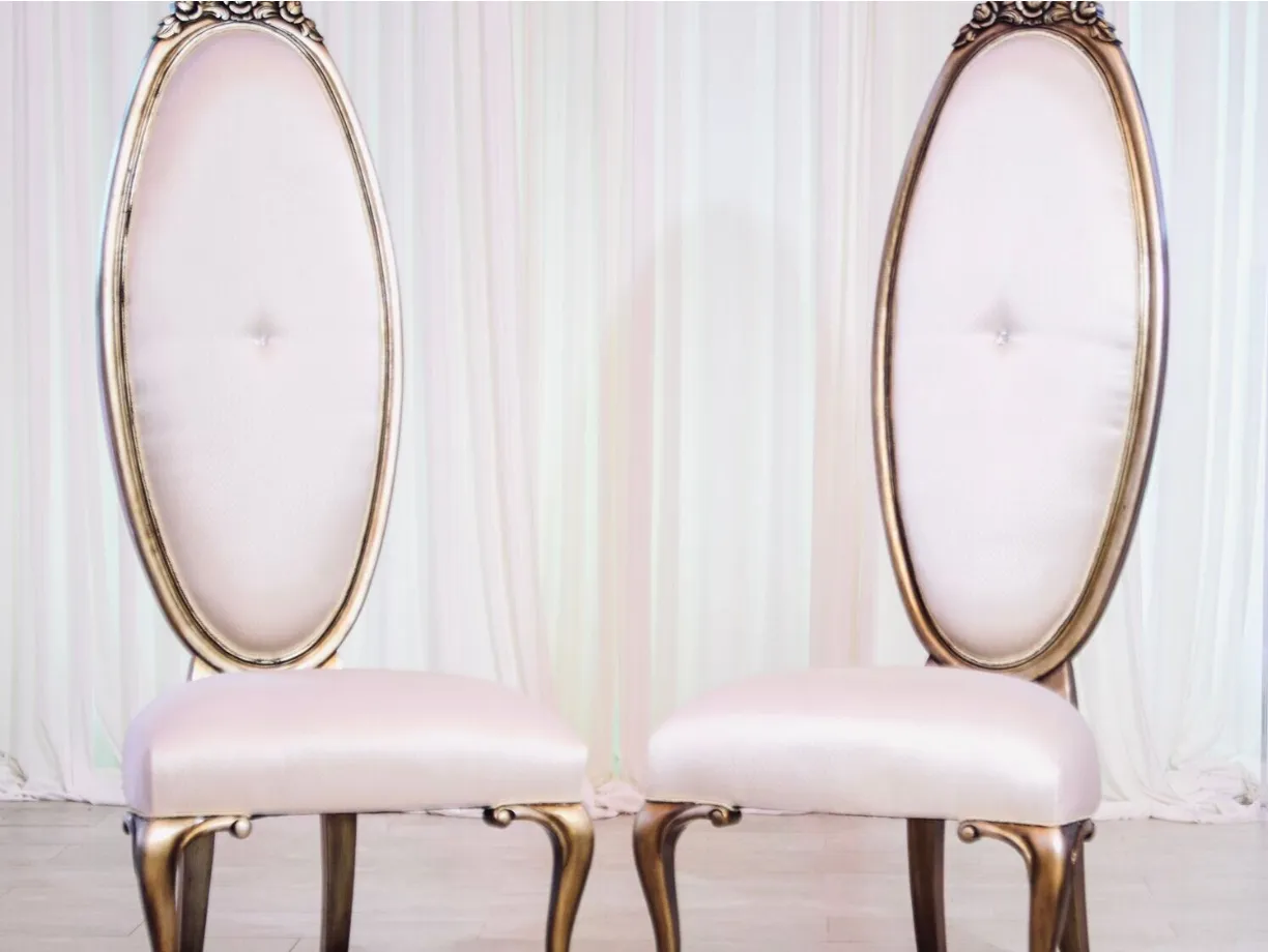 Off White and Gold Oval Chairs (set of 2)