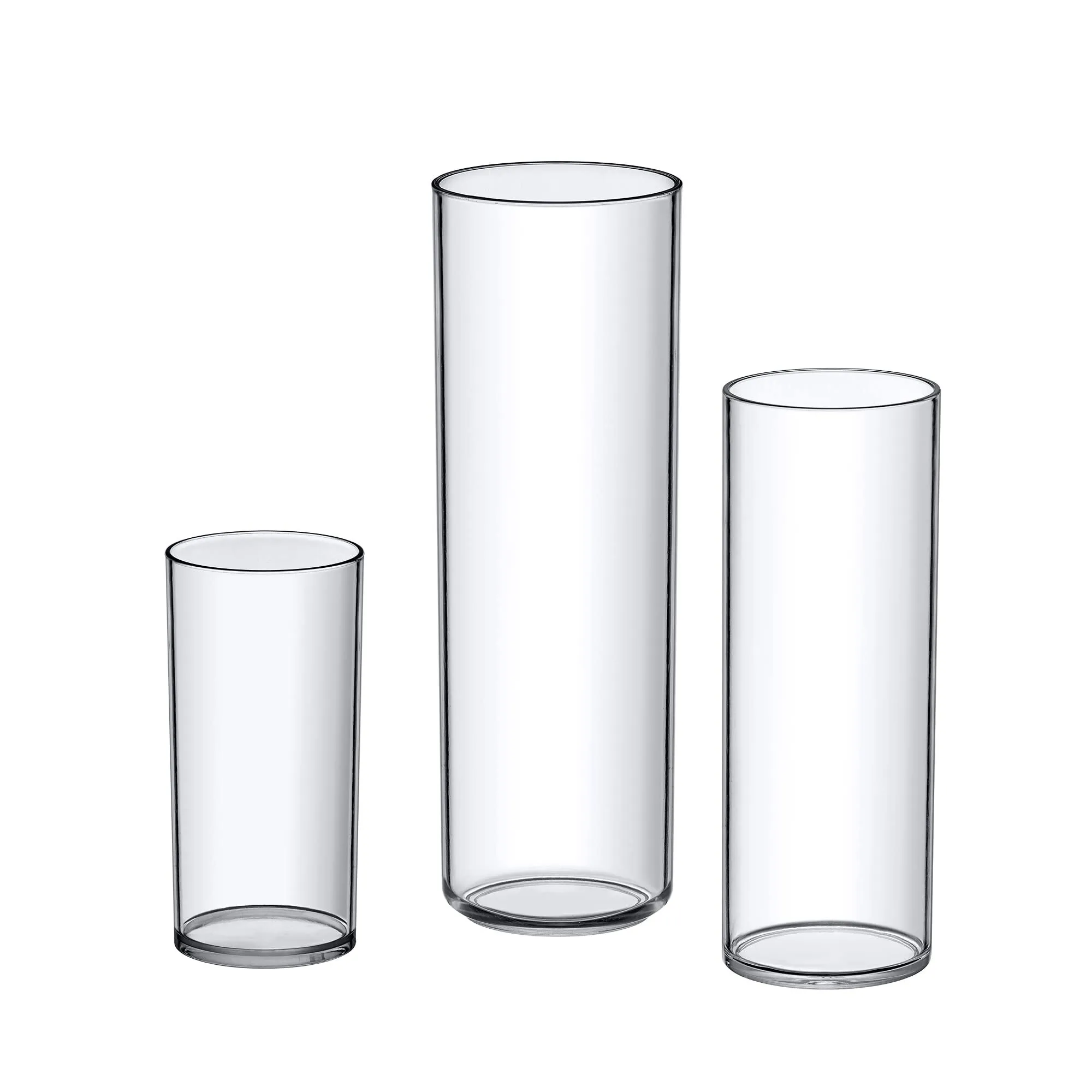 3Pc Plastic Cylinder Vases for Centerpieces Hurricane Candle Holder