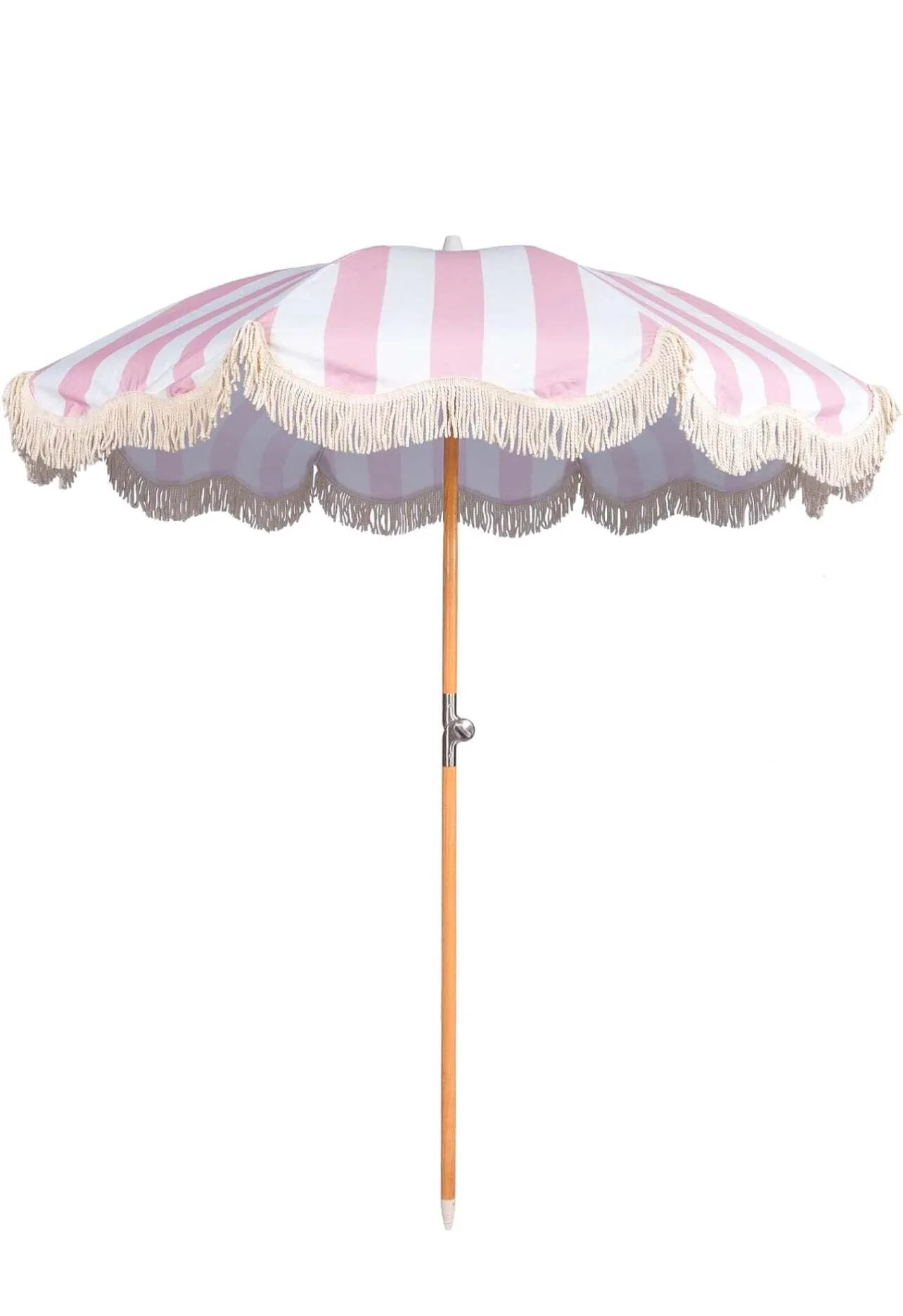 Pink and white striped umbrella