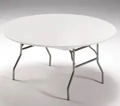 60" Round White Stay Put Plastic Tablecloth with Elastic