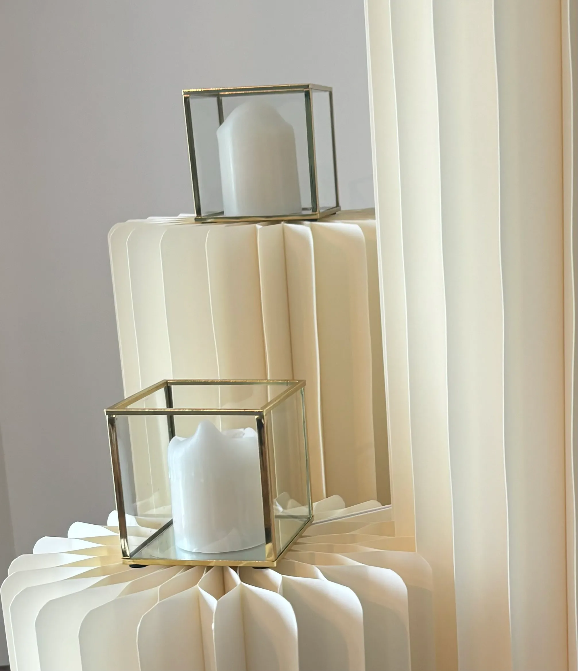 Square Gold Candle Holders