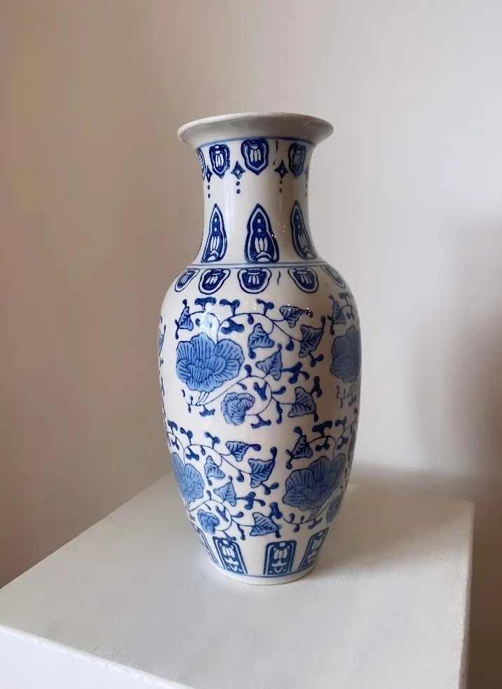 'PAIGE' Tall Blue & White Vase