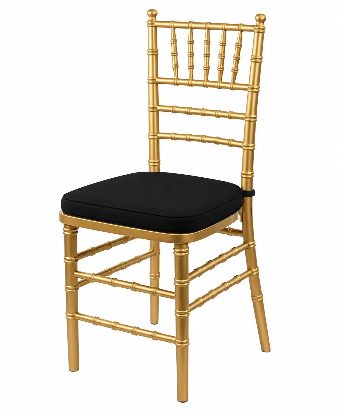 Gold Chiavari Chair (Black Cushion)