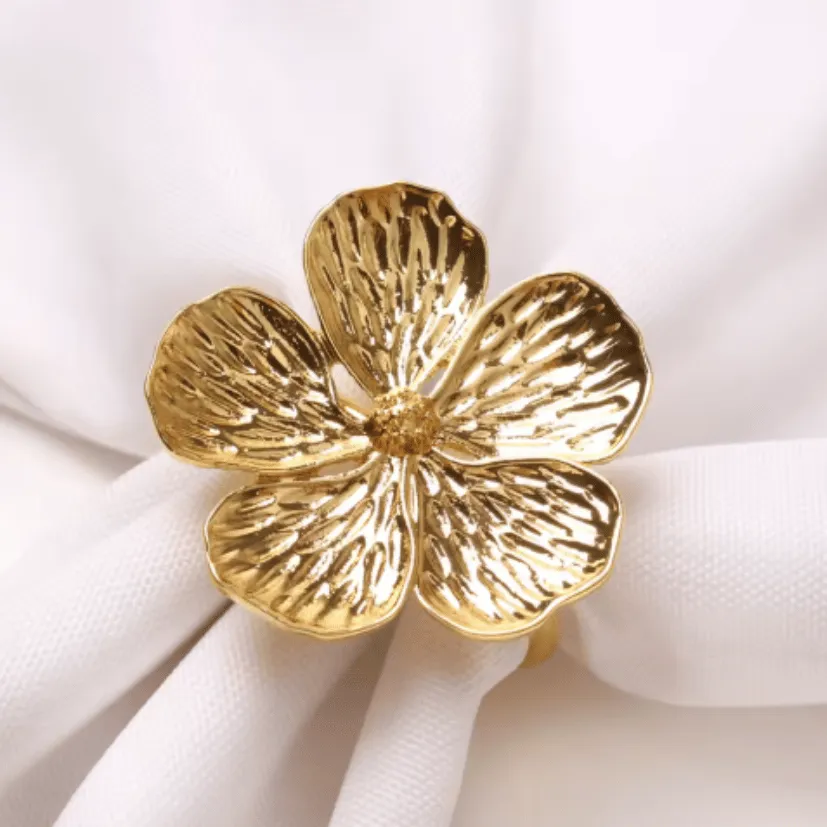 Servetring gouden bloem