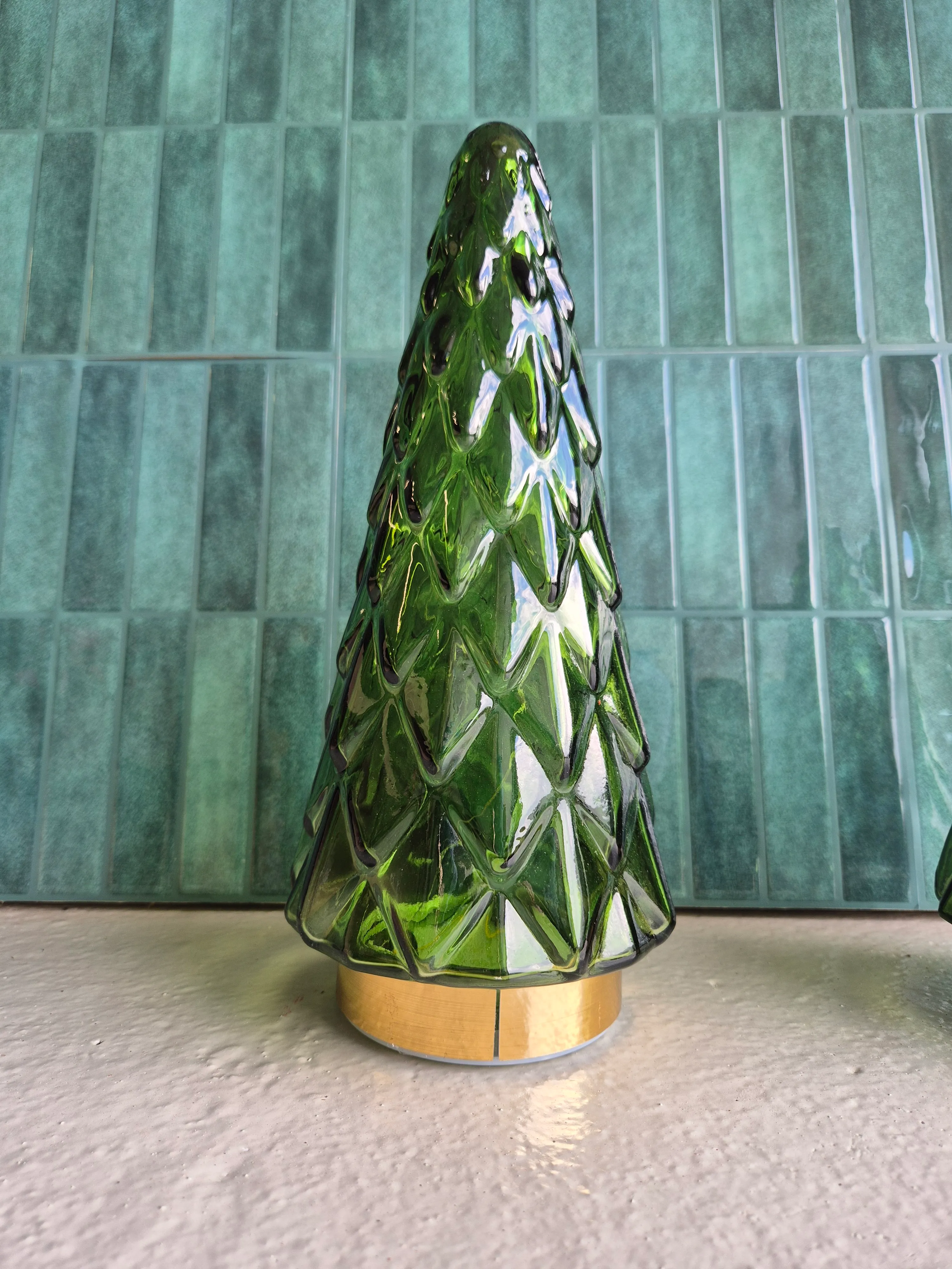 Glazen tafelkerstboompje - groen