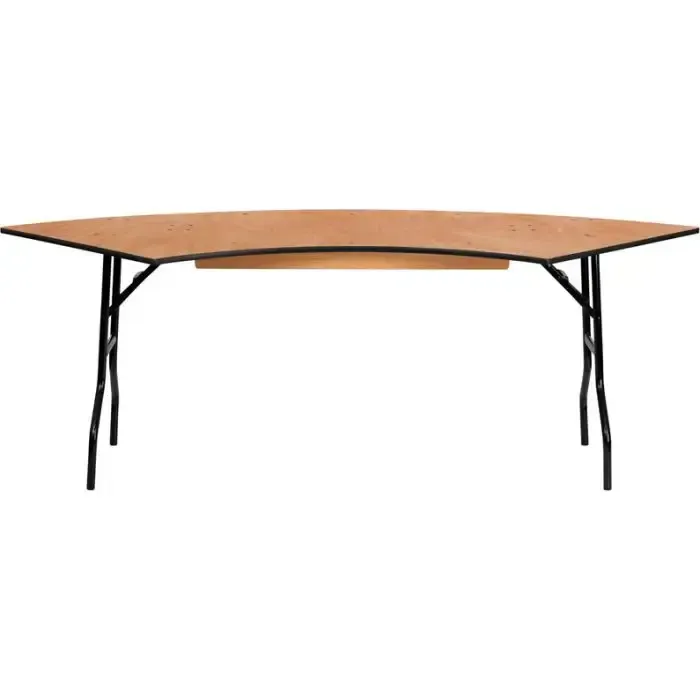 Banquet Table 7' serpentine  semi-circular wood folding table allows you to create a serpentine, half circle or full circle table. The serpentine table allows you to create beautiful arrangements for weddings, banquet and much more.