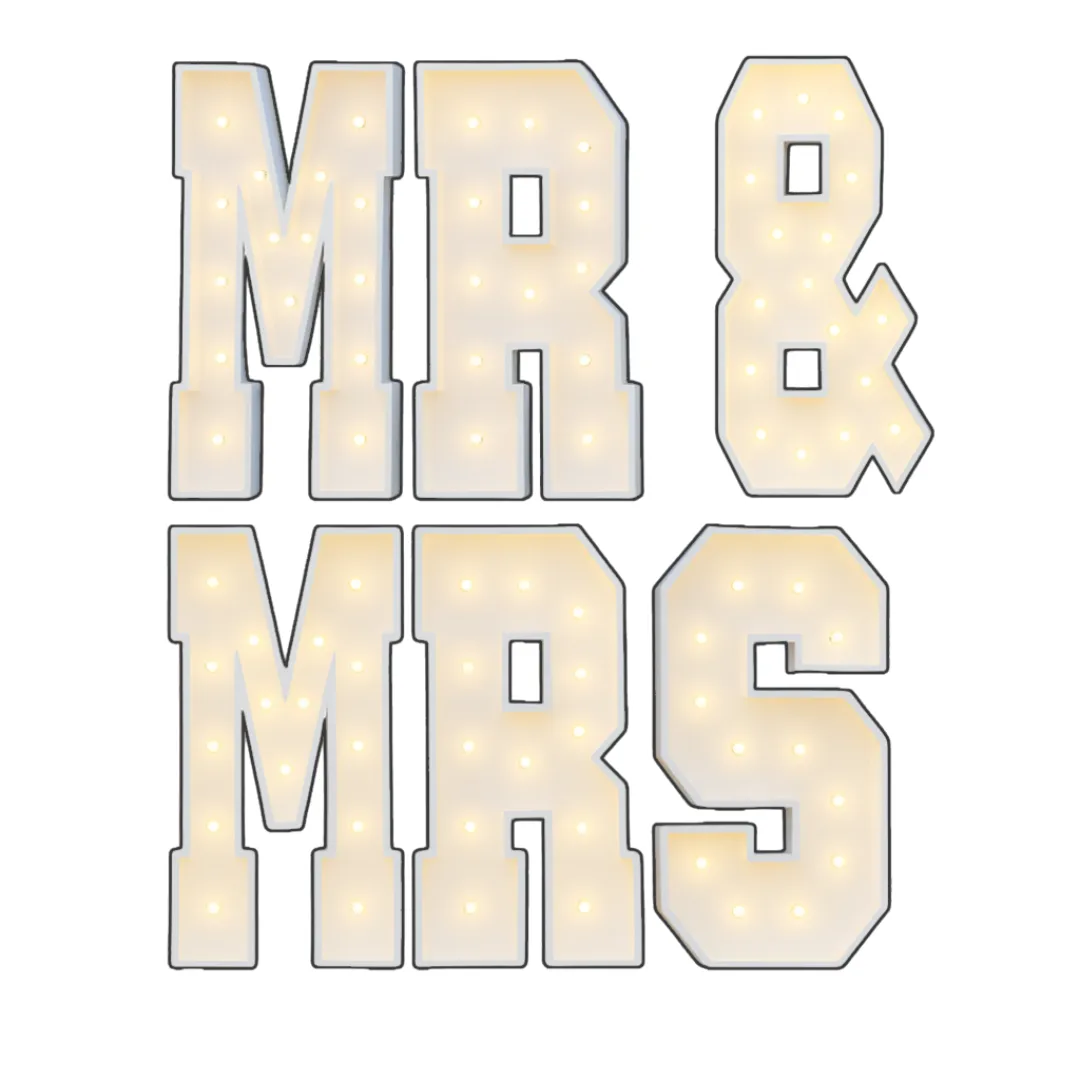 Mr & Mrs 4ft Marquee Letters Light Up