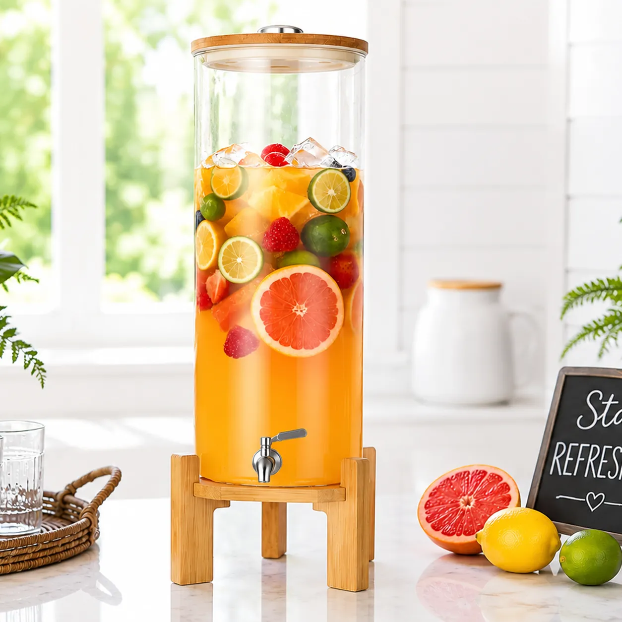Premium 4.1 Gallon Glass Beverage Dispenser
