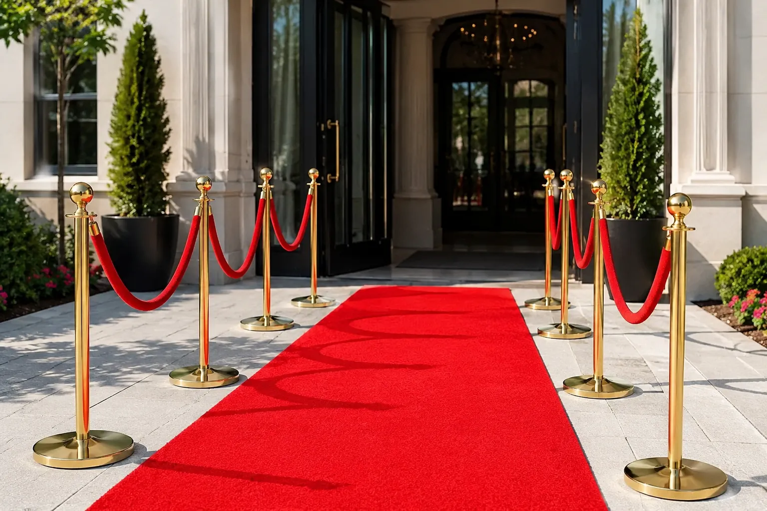 Red Carpet with Stanchion Posts