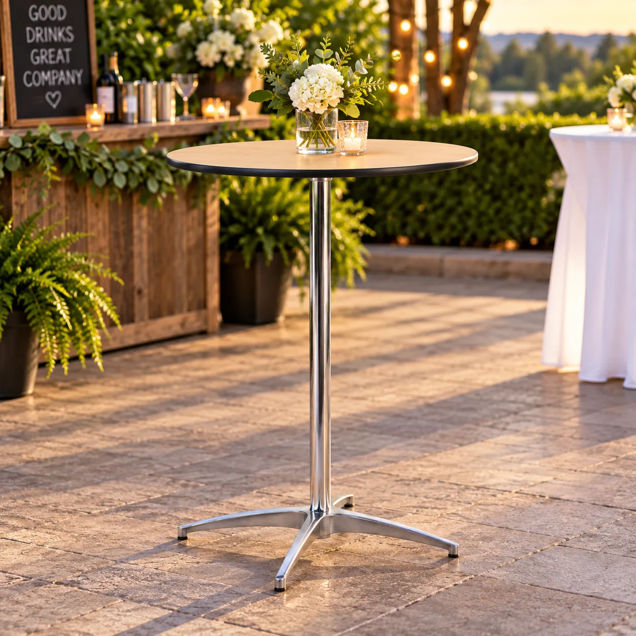 30" Round Wood Highboy Table