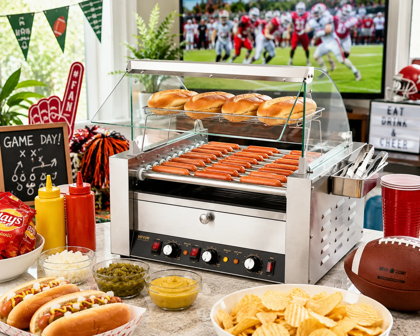 Hot Dog Maker Indoor Grill 30 Hot Dog Capacity with Bun Warmer