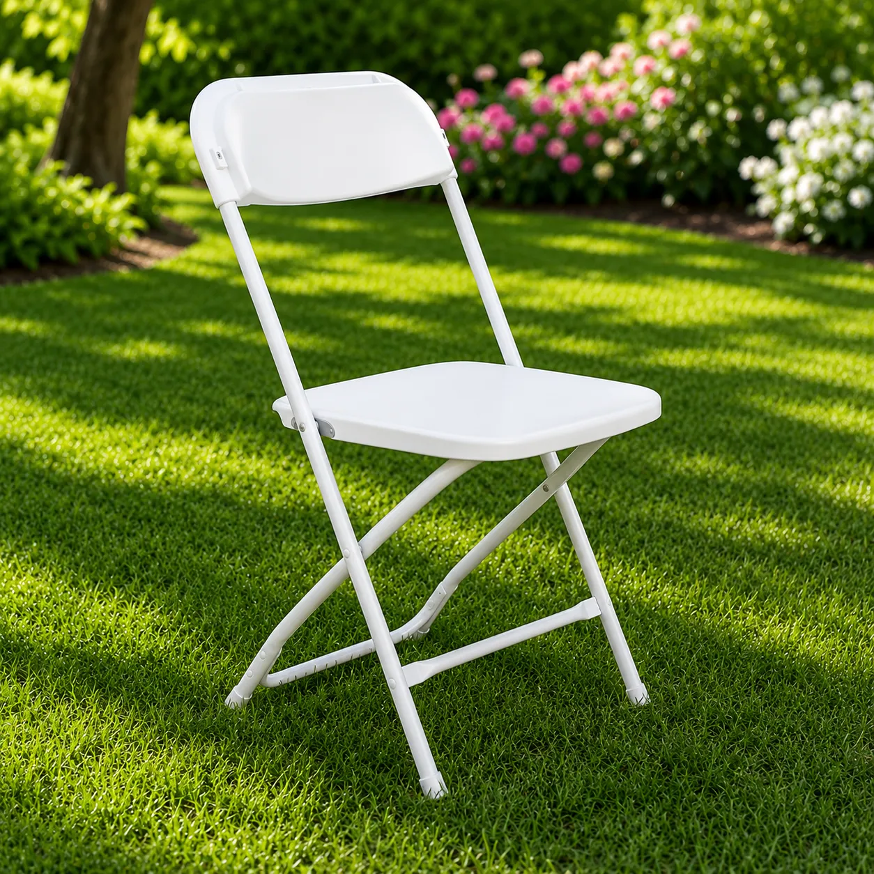 White Foldable Plastic Chair – 350-Pound Capacity