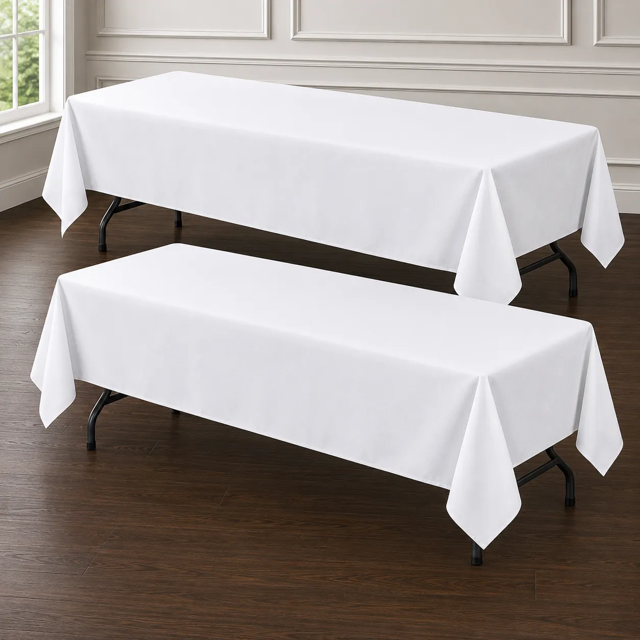 White Tablecloth for 6' Rectangular Banquet Tables
