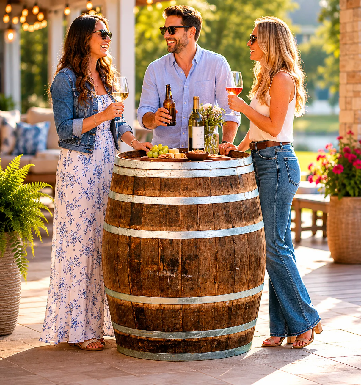 Rustic Brandy Barrel Cocktail Table