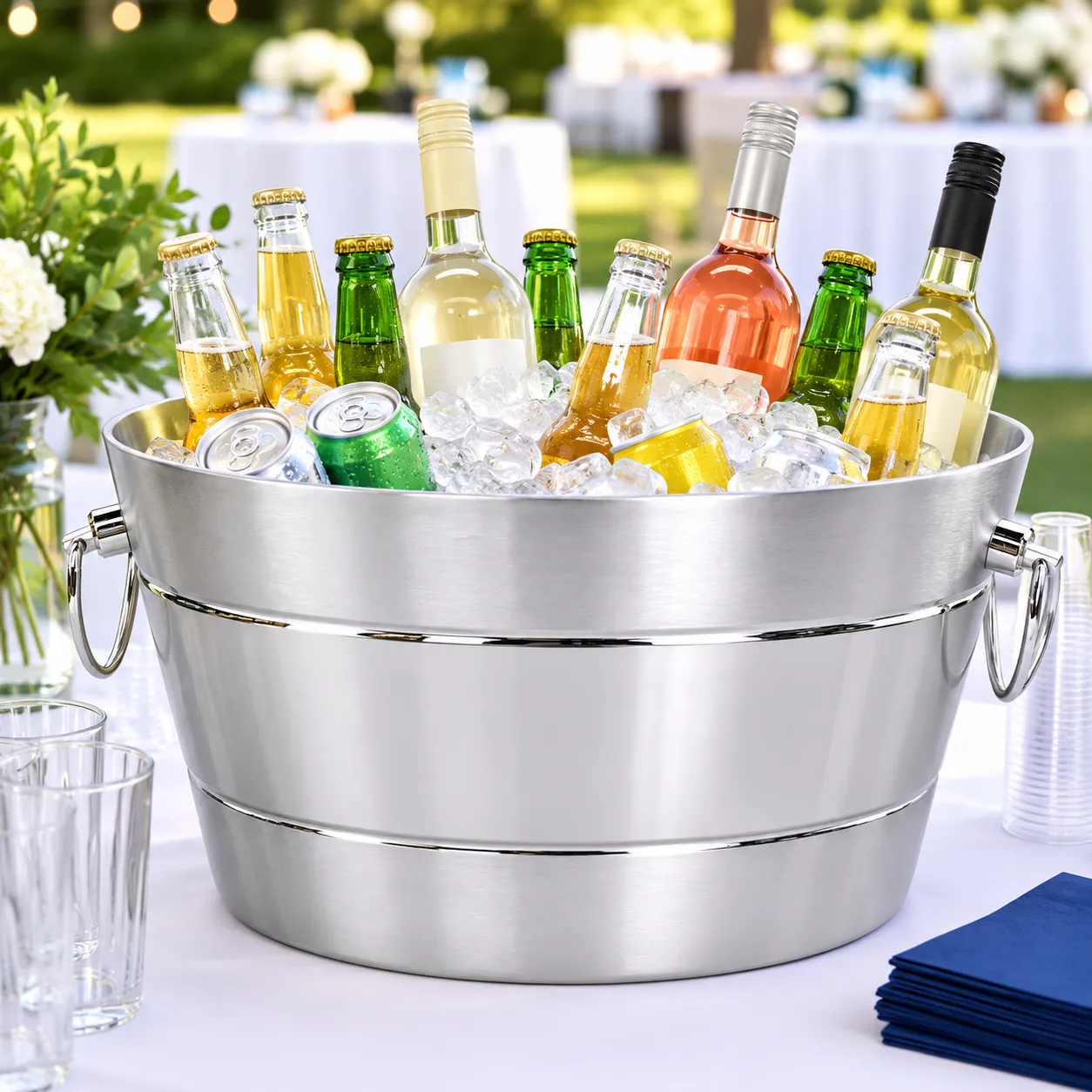 12 Qt Insulated Stainless Steel Beverage Tub & Ice Bucket