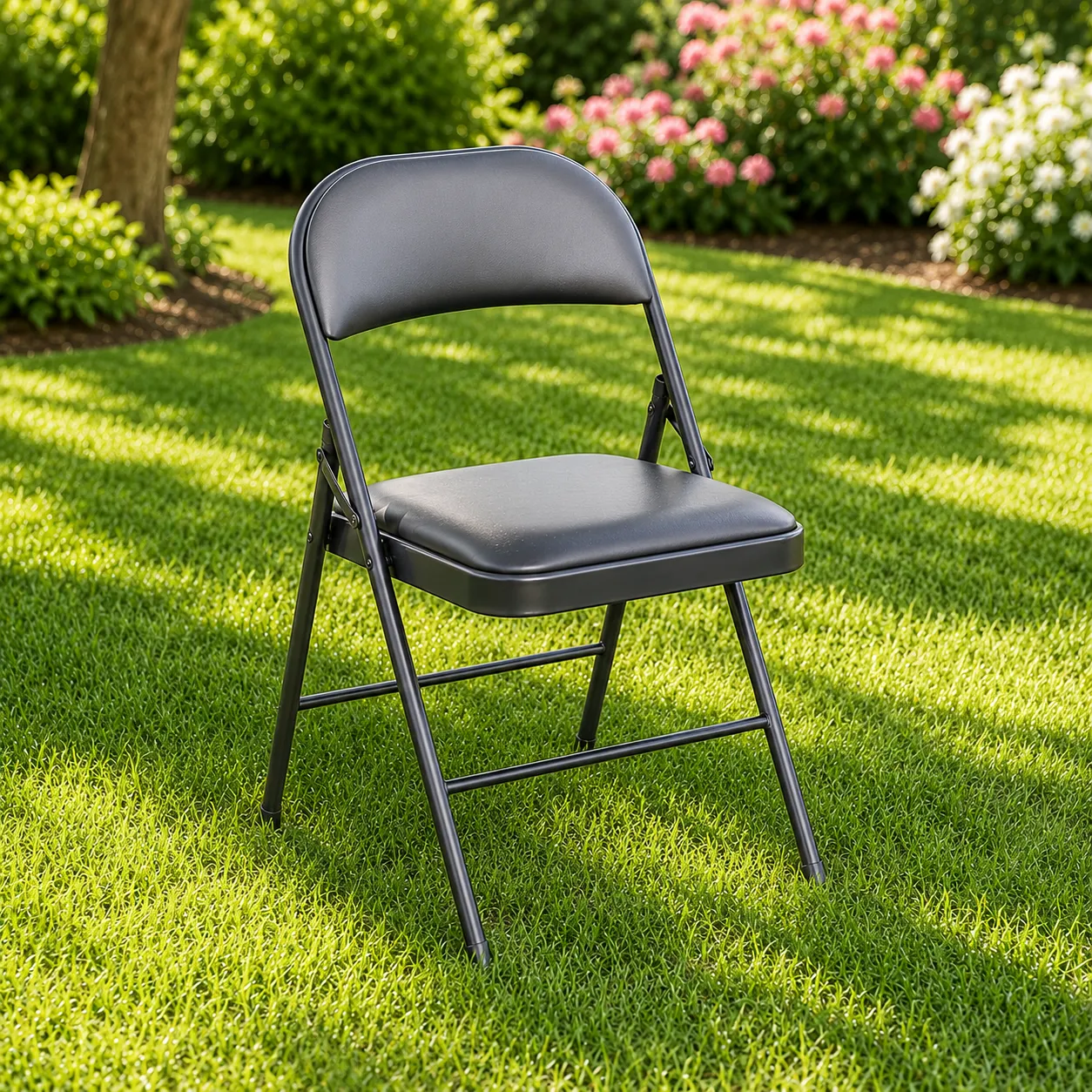 Black Vinyl Padded Folding Chair
