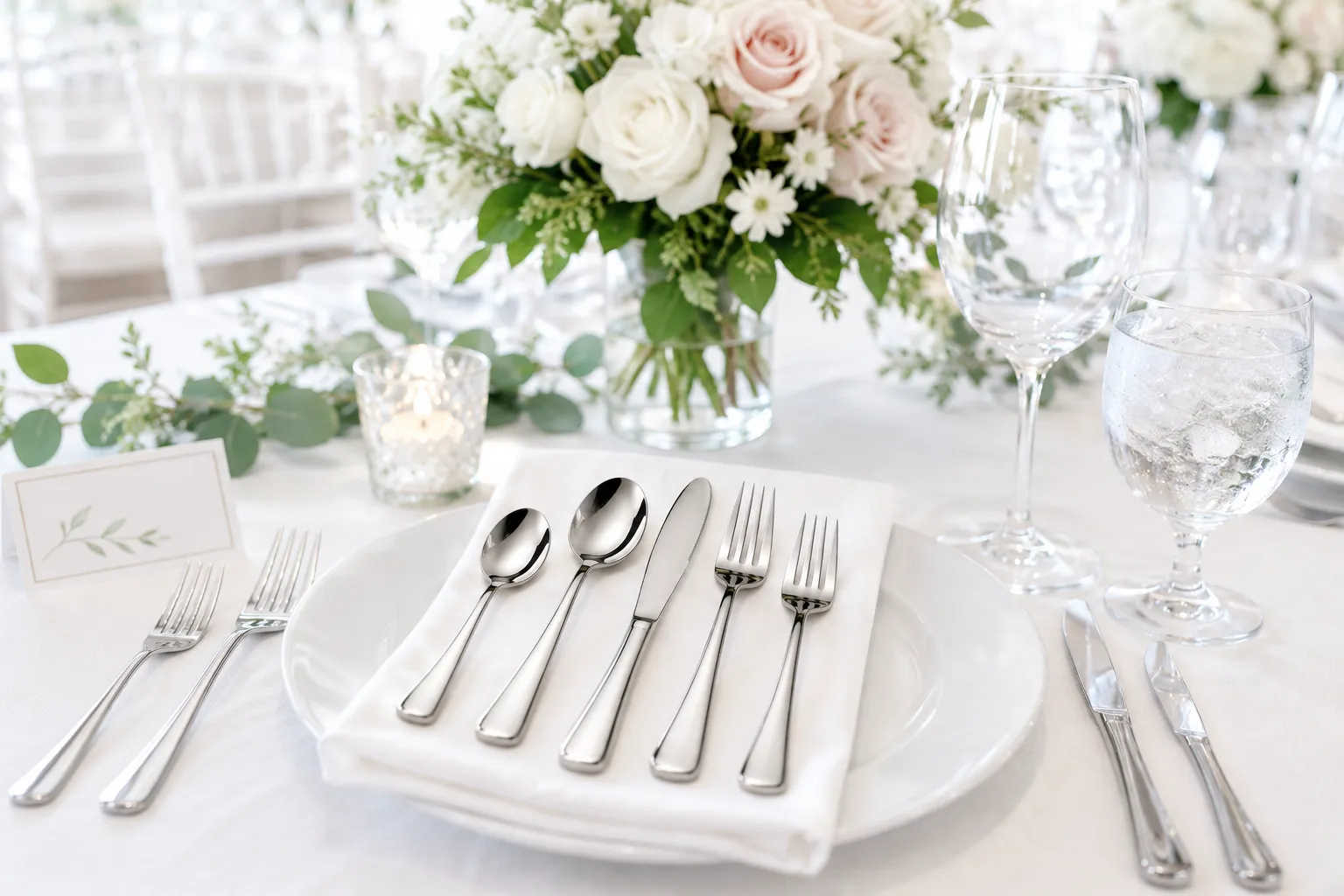 Premium Stainless Steel Silverware Set Rental (Service for 12)