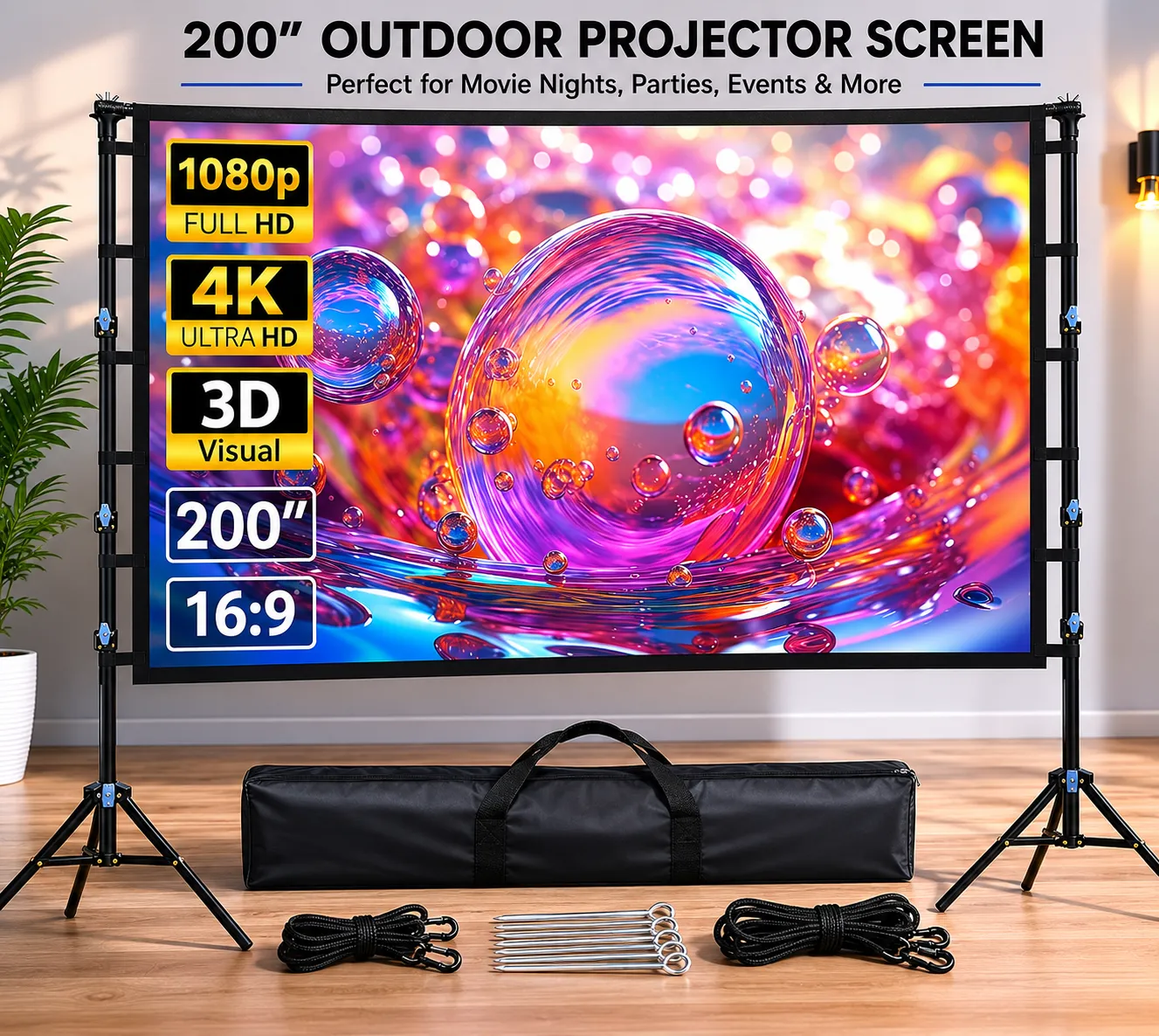 16FT Indoor/Outdoor Movie Screen 16:9