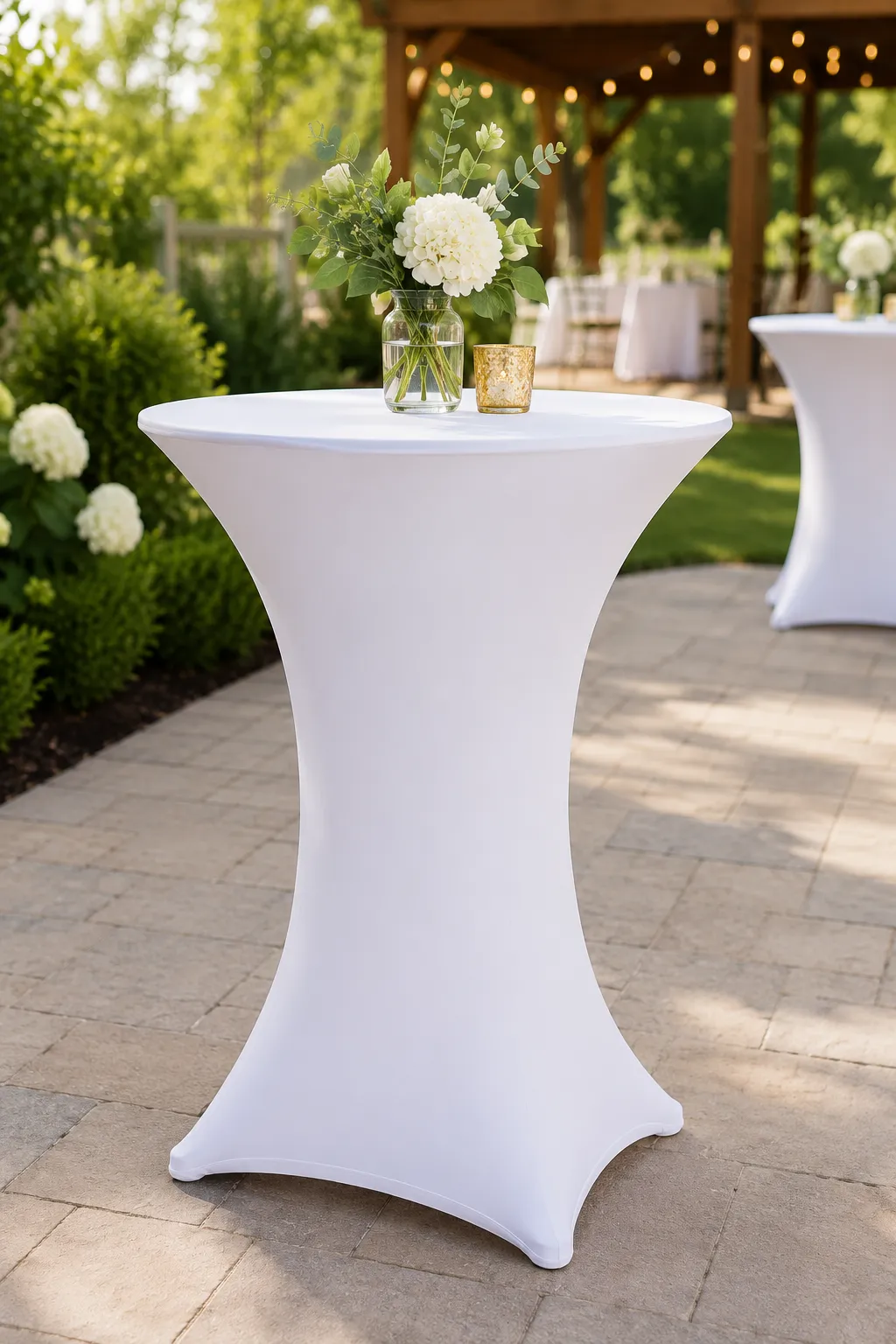 42" Tall 30" Round Cocktail Table (linen rented separately)