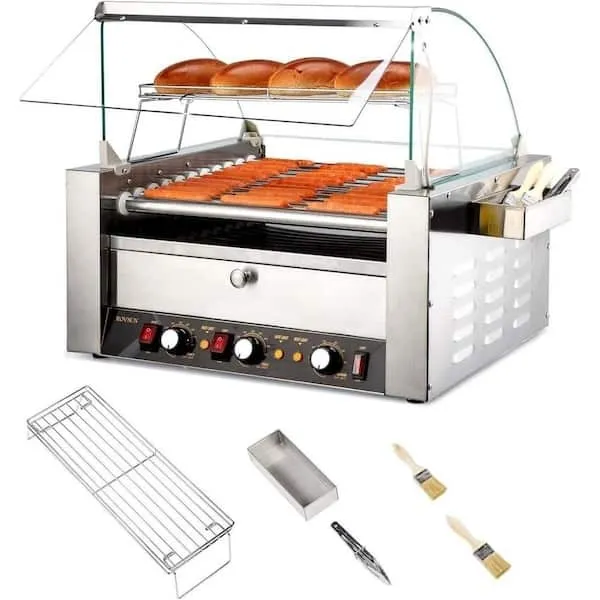 Hot Dog Maker Indoor Grill 30 Hot Dog Capacity with Bun Warmer