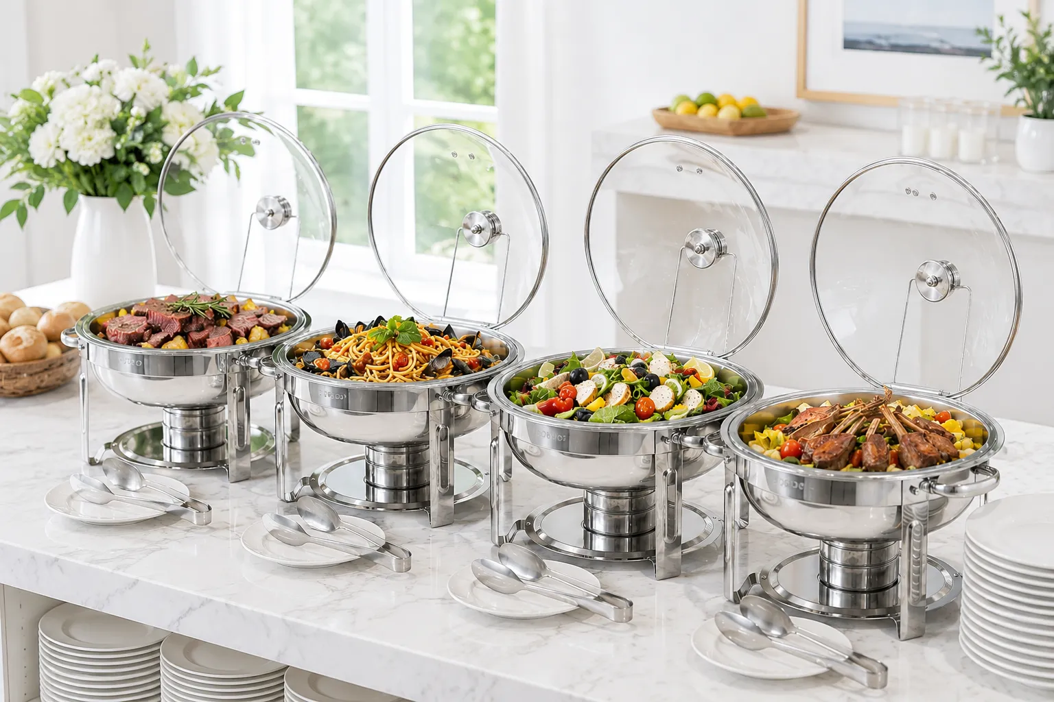 5 Qt Stainless Steel Buffet Serving Set for Parties & Events