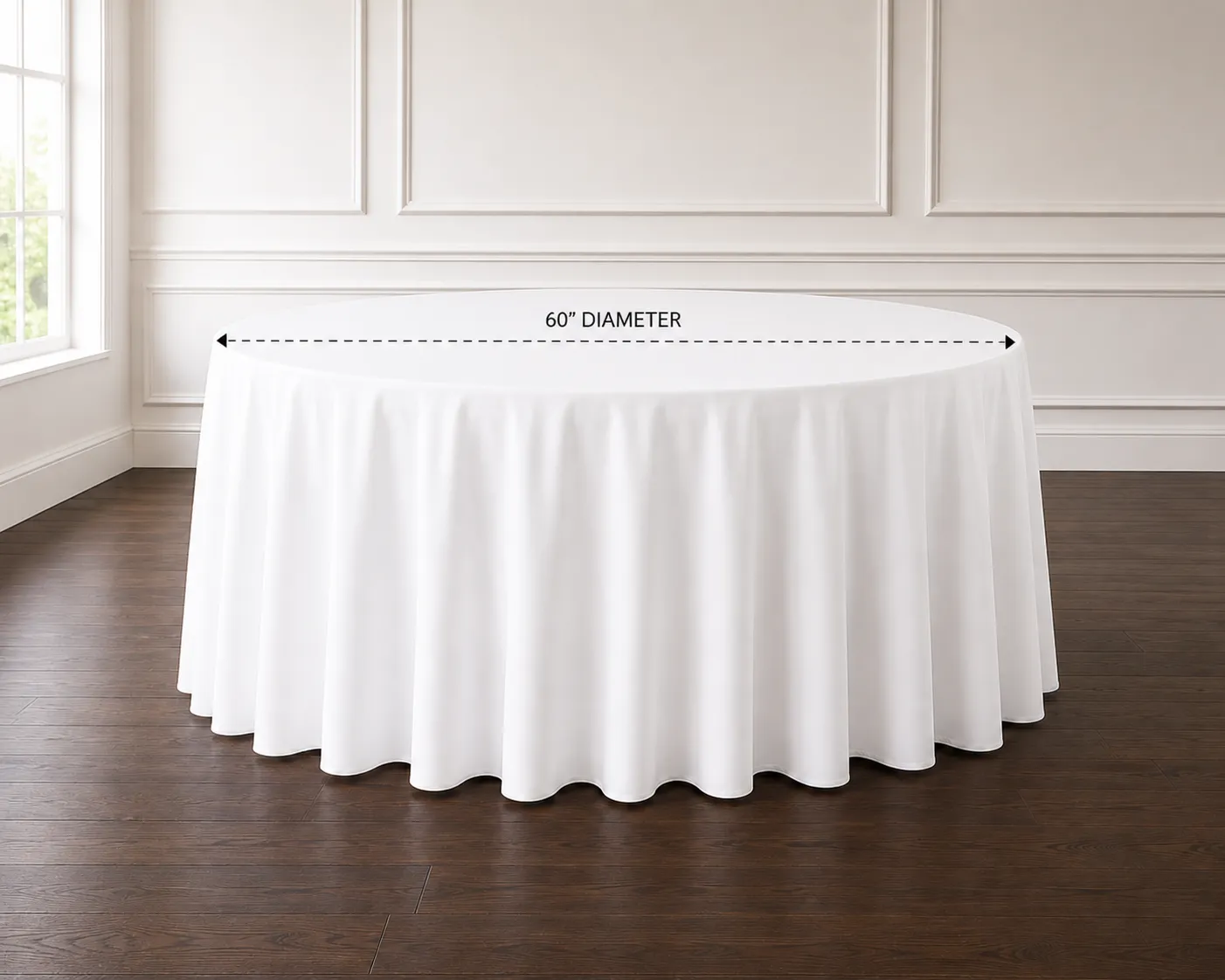Premium Round White Banquet Table Linen (5' Round Table)