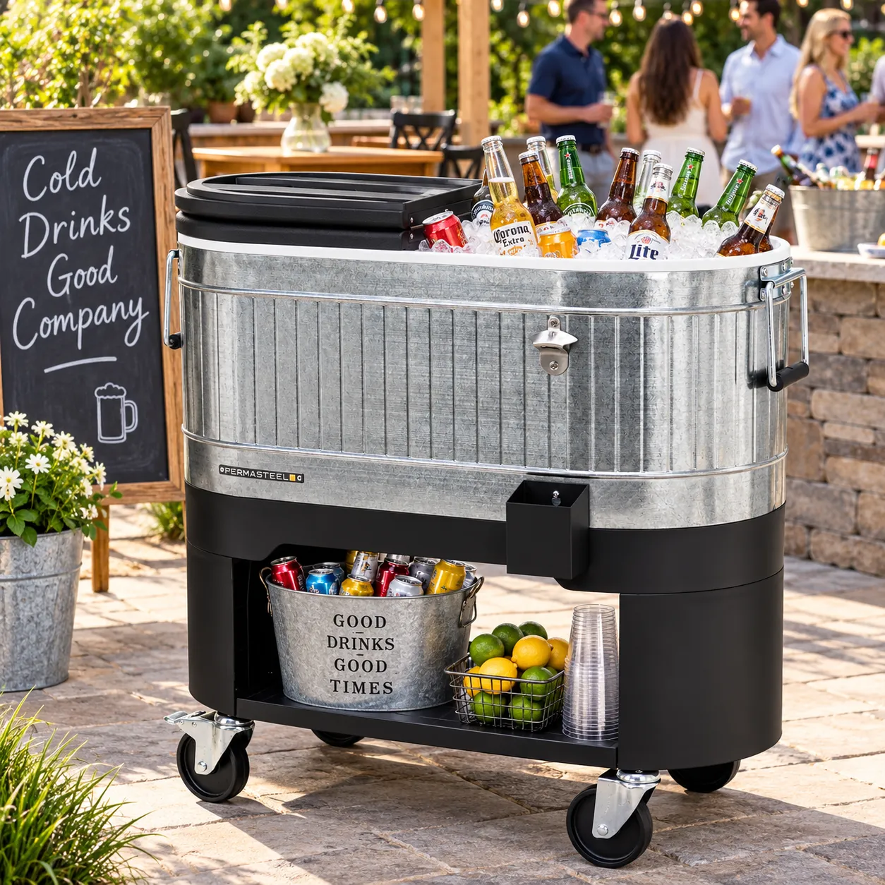 Rustic Rolling Ice Chest & Beverage Cooler