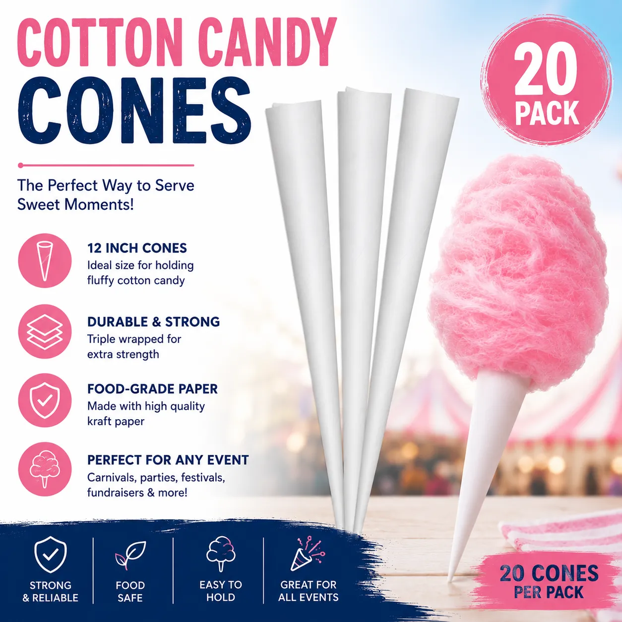 Cotton Candy Cones (20 pack)