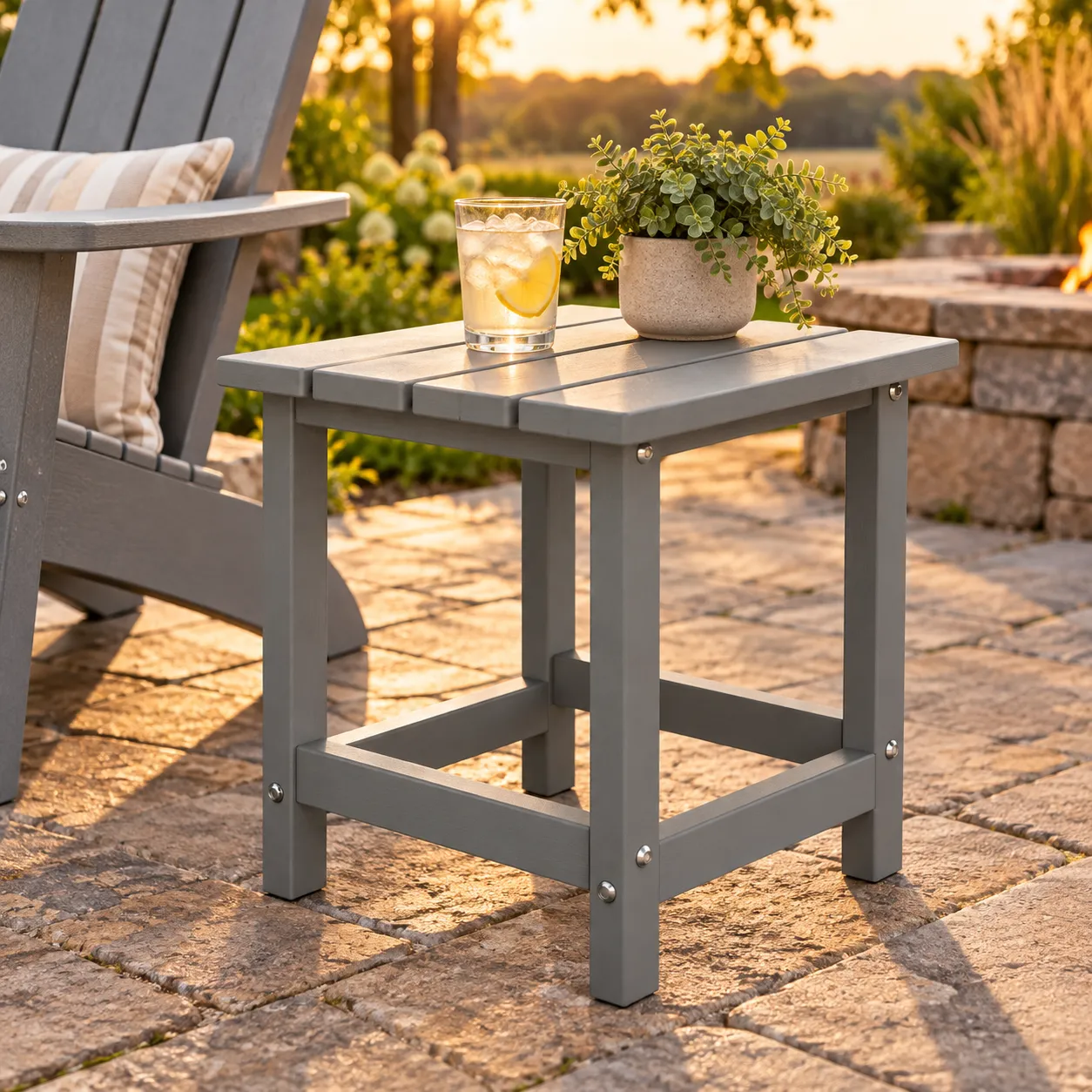 Outdoor Adirondack Side Table (Grey)