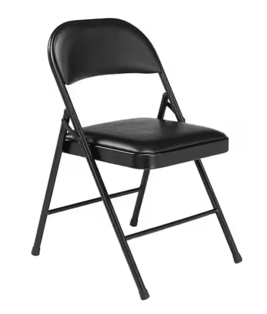 Black Vinyl Padded Folding Chair