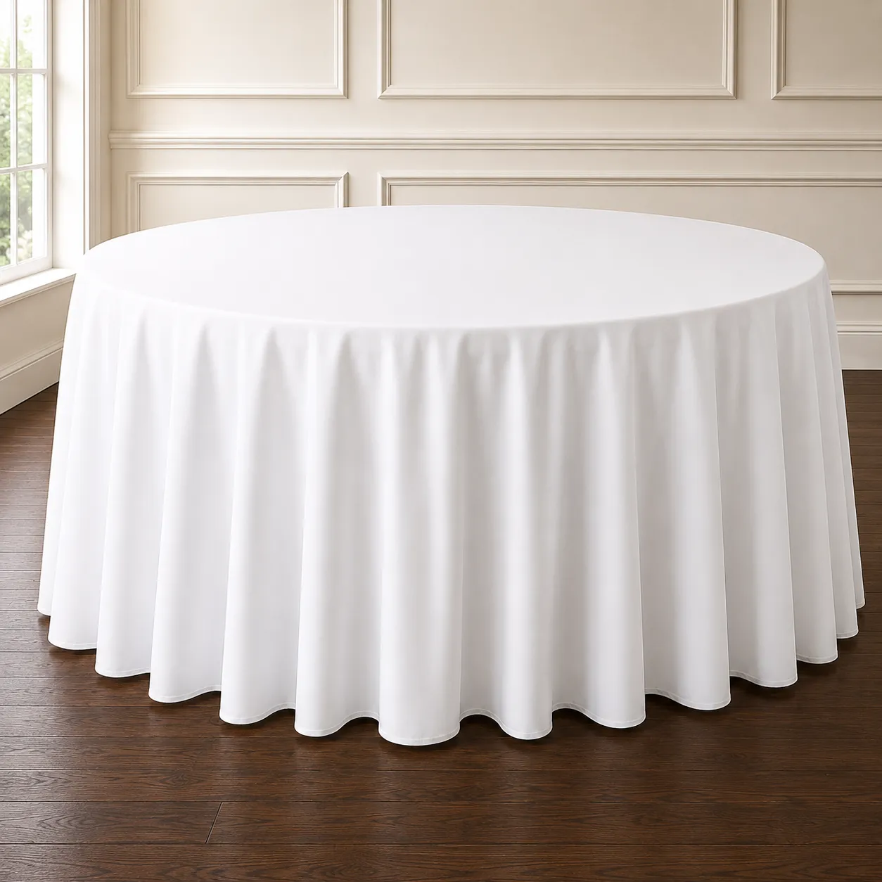 Premium Round White Banquet Table Linen (5' Round Table)