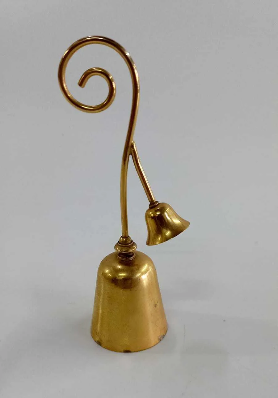 CAMPANITA DOBLE DORADA CON MANGO  4 X 14 CM 